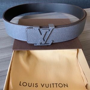 Louis Vuitton Initials Belt Grey Leather